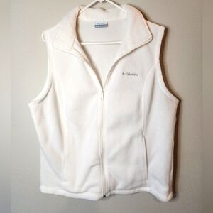 Columbia Fleece Full Zip Vest, White, Women's XL